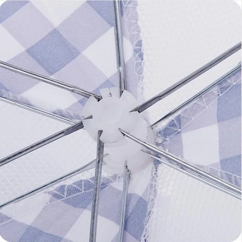 Kitchen Cooking Umbrella Food Dish Grid Style Folded Cover Screen Protector Cloth Health Frame