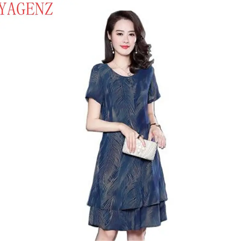 2018 New Summer Vintage dress Korean version Printed chiffon dresses