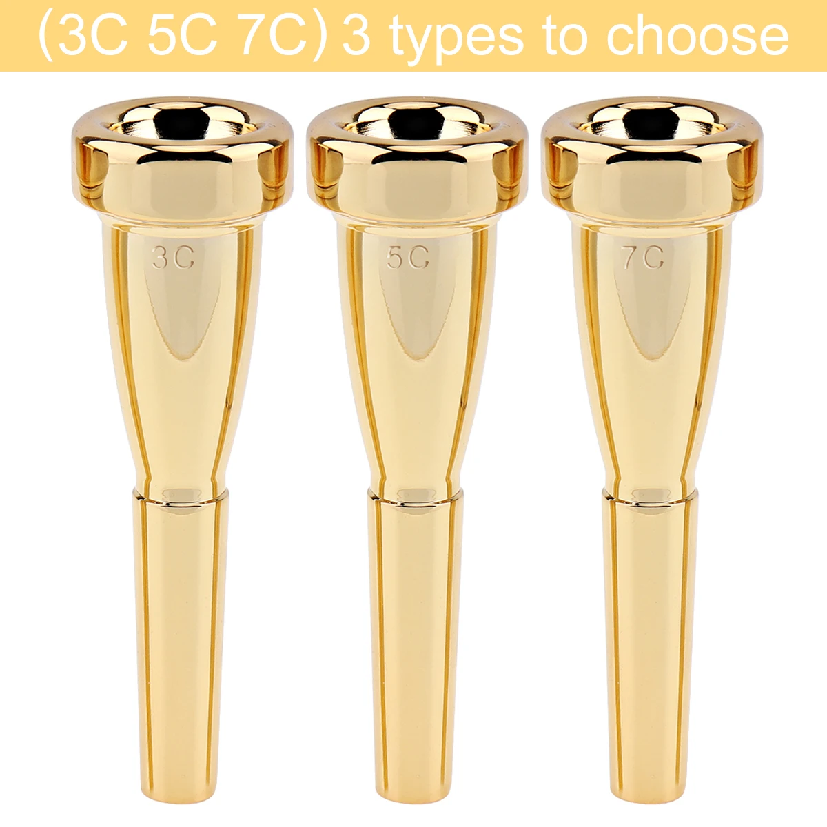 3C 5C 7C Stylish Gold Plated Metal Trumpet Mouthpiece Bullet Shape for