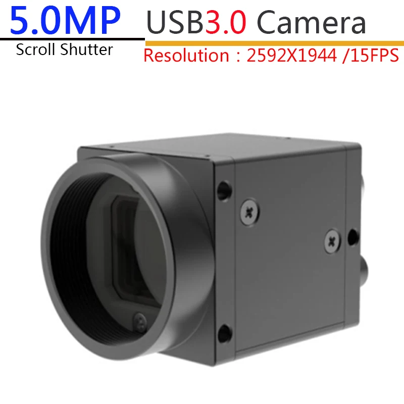 High Speed USB3.0 Industrial Digital Camera 5MP Color Scroll Shutter With SDK+External Trigger