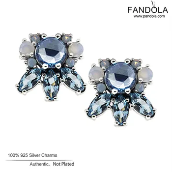 

Multi-Colored Crystal Earrings 100% 925 Sterling Silver Patterns of Frost Earrings for Women Wedding Jewelry Pendientes Brincos