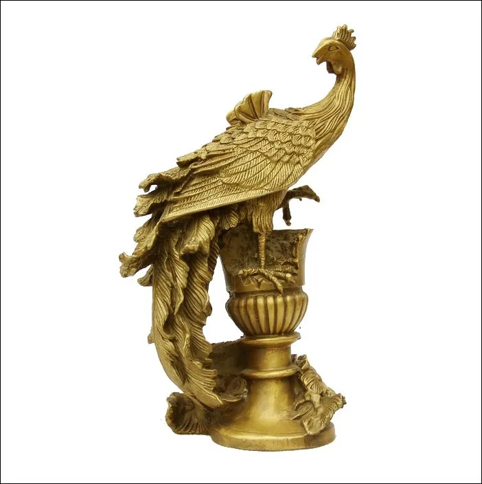 Chinese Royal pure Brass Copper phoenix phenix Bird God Palace Decor Statuein Statues