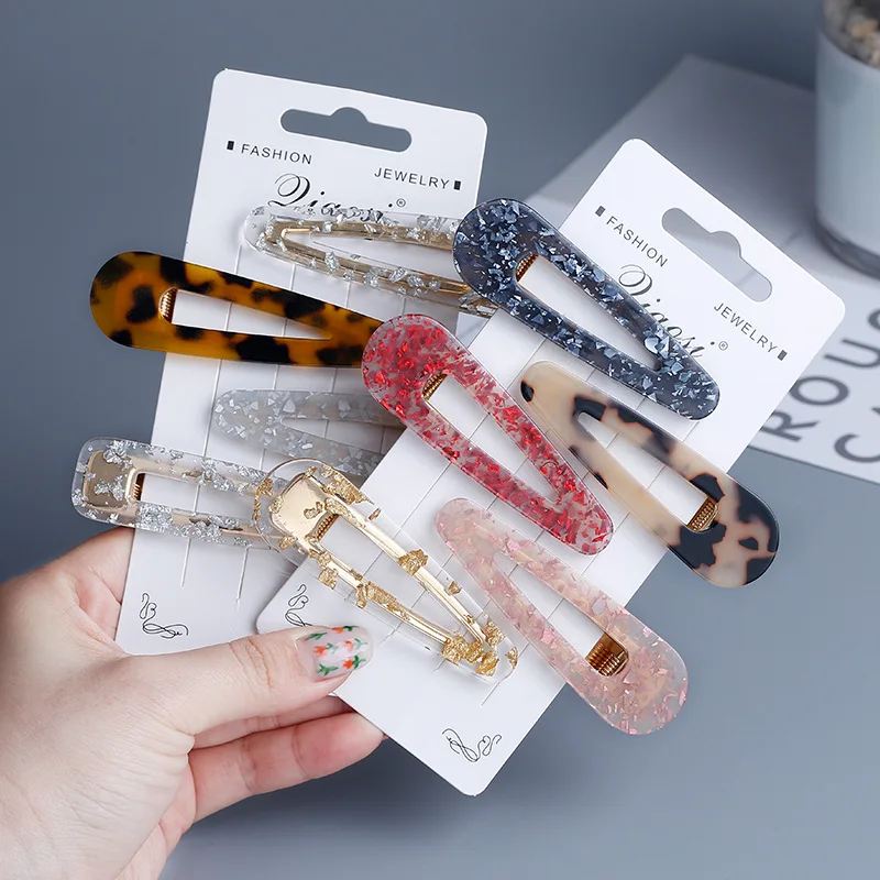 

2019 Hair Accessories 1 Pair Rectangle Hair Clips for Women Tin Foil Sequins Hairpins Clamp Barrettes Good
