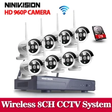 Plug And Play 8CH NVR Wifi CCTV System 1TB HDD 960P HD Vandalproof Fixed Outdoor Video Surveillance Security Camera System