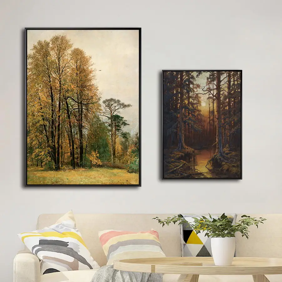 

Home Decoration Print Canvas Art Wall Pictures for Living Room Poster Paitings Ivan I. Shishkin Russian Oak Pine