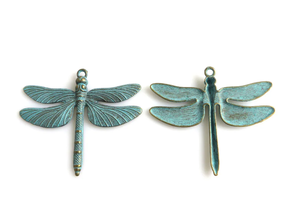 

4pcs Large Verdigris Patina Dragonfly Charms Pendants For Jeweley Making Findings Handmade DIY 72*63mm