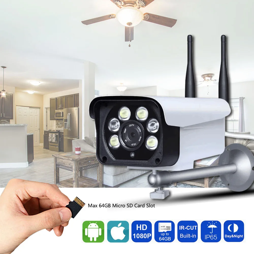 Уличная IP камера 1080P с Wi Fi слотом для SD карты 5 кратным увеличением 2 7 мм 13