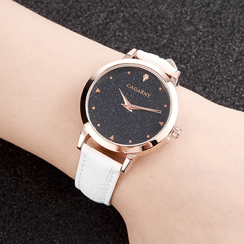 luxury brand cagarny quartz watch for women blue sky dials creative casual ladies watches rose gold case drop shipping (29)