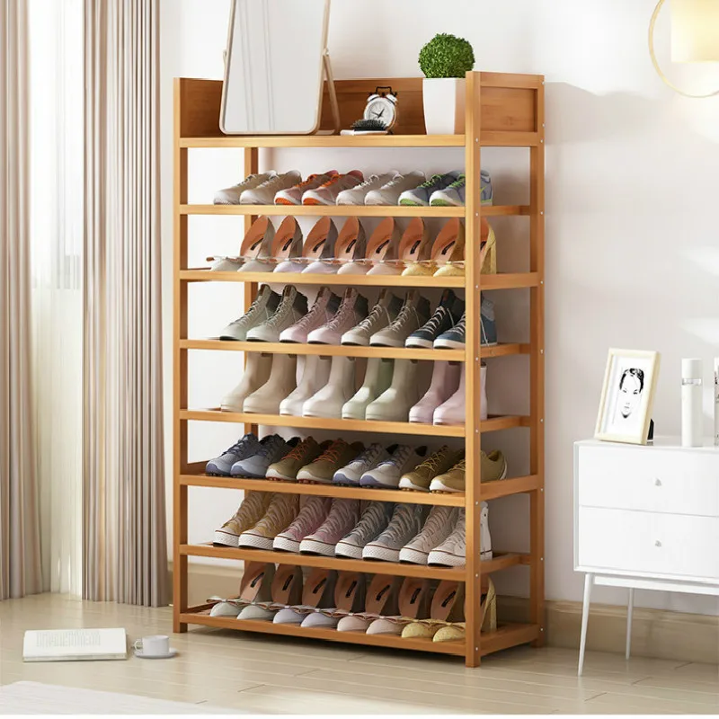 Простой стеллаж для хранения обуви многофункциональный домашний шкафчик для обуви многослойный пылезащитный экономичный твердый деревянная обувная полка