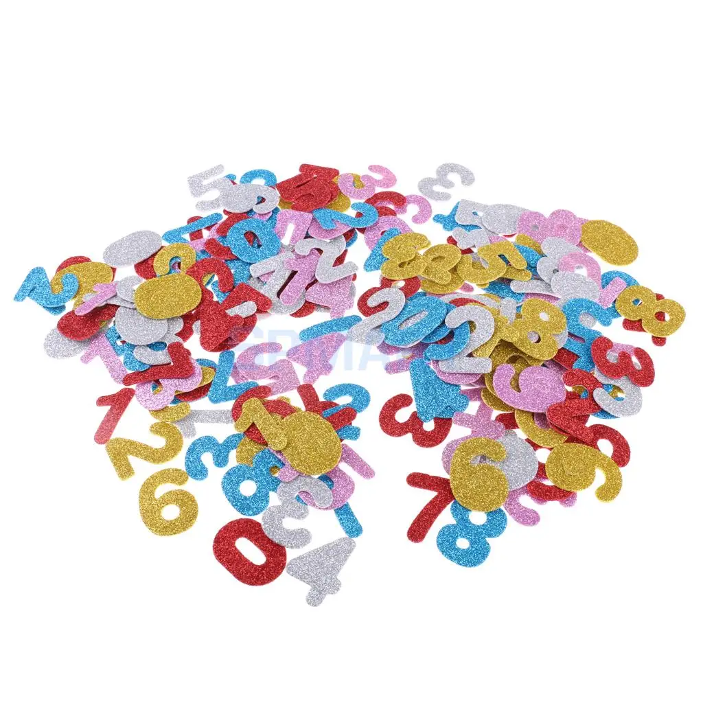200Pcs 4cm Glitter Foam Stickers Self Adhesive Numbers Sticker for Scrapbooking Card Art Craft Making Kids Fun Creative Toys DIY
