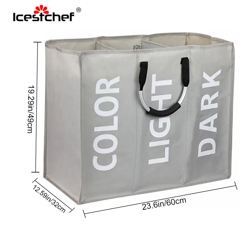 ICESTCHEF 3 مقصورات سلة تخزين ملابس أكسفورد تخزين ملابس سلة تنظيمية للأدوات غسل صندوق تخزين ل لعبة القذرة القماش ICESTCHEF 3 مقصورات سلة تخزين ملابس أكسفورد تخزين ملابس سلة تنظيمية للأدوات غسل صندوق تخزين ل لعبة القذرة القماش