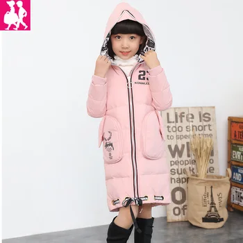 

Jacket Girl Casual Children Parka Winter Coat Duck Long Section Down Thick Fur Hooded Kids Winter Jacket For Girls Outerwear