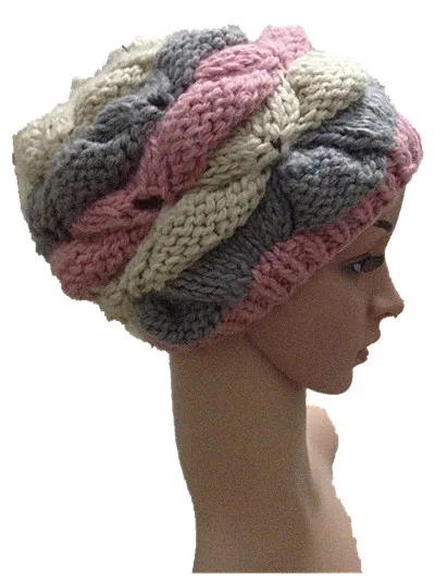 

BomHCS Autumn winter pure handmade knitted hat warm women beanies hats caps