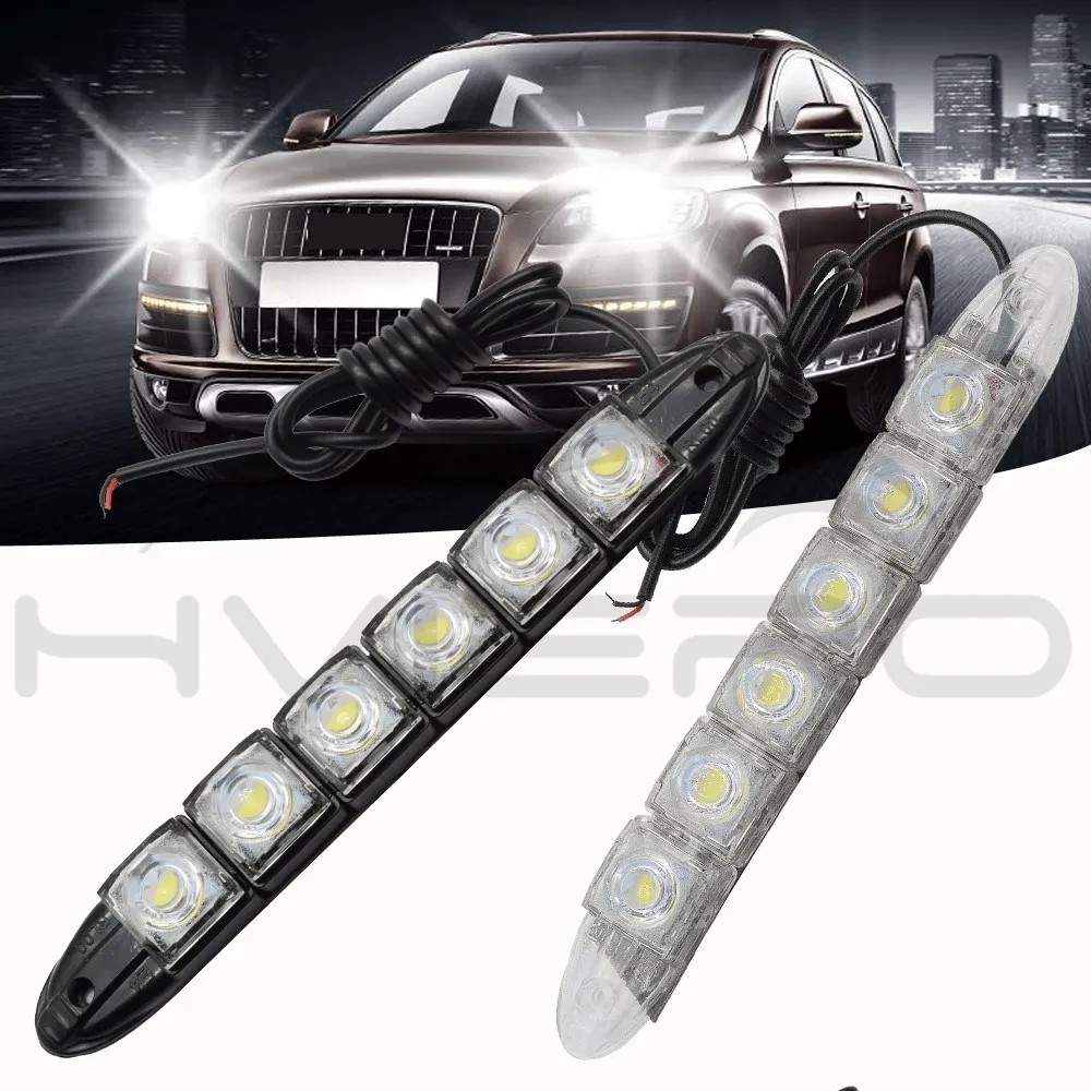 2Pcs Car Led DRL Daytime Running Light Flexible 6LED White Waterproof Driving Fog Bulb Warning Lamp Car Styling DC 12V Auto Led 2Pcs Car Led DRL Daytime Running Light Flexible 6LED White Waterproof Driving Fog Bulb Warning Lamp Car Styling DC 12V Auto Led