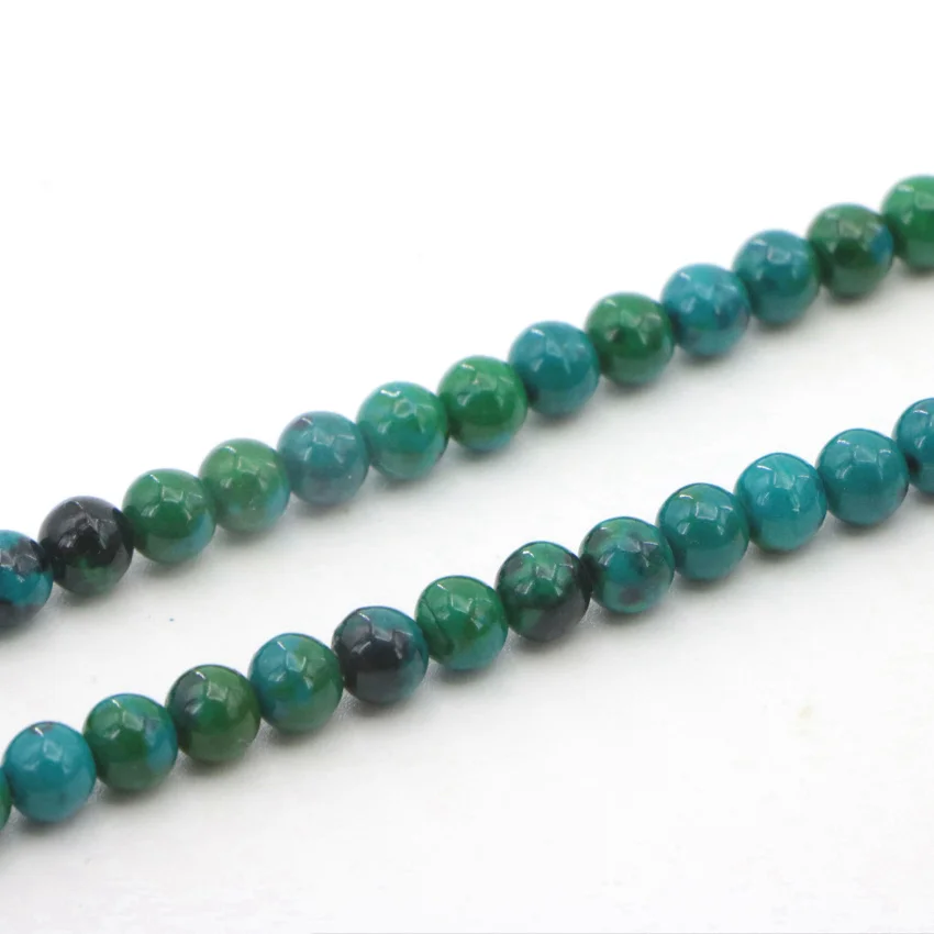 1 High Quality 4-14mm natural Dark green semi-precious Round ball Phoenix stone loose beads for DIY Fashion charms (16)