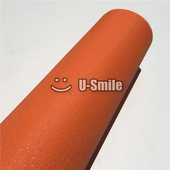 

High Quality Orange Sparkle Sandy Bling Vinyl Wrap Foil Bubble Free For Phone Laptop Cover Size:1.52*30M