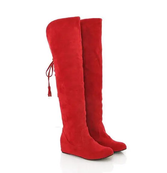 Женская обувь высокого качества; женские ботинки; Зимние Сапоги выше колена; модные удобные теплые зимние сапоги; Новинка года; теплые сапоги на толстой подошве; X43 - Цвет: Красный