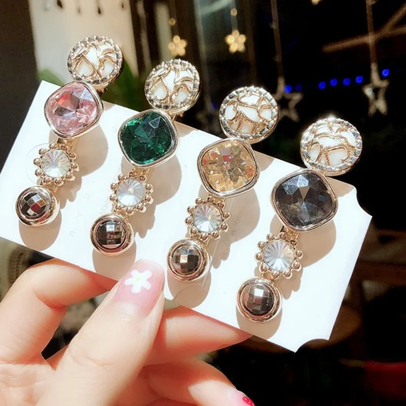 

New Imitation Pearl Hairpin Retro Crystal Bean Shape Hairpin Female Duckbill Clip Explosion-proof Clip Ladies Hair Accessories
