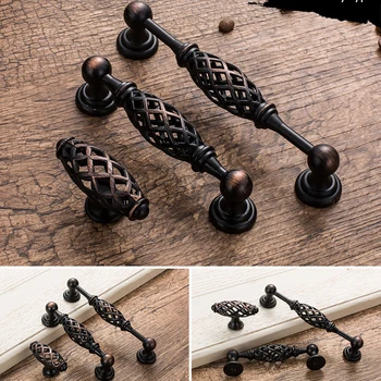 Antique Spiral Handle Cabinet Wardrobe Door Northern European Black Drawer Handle Cupboard Drawer Pull Kitchen Door Knob