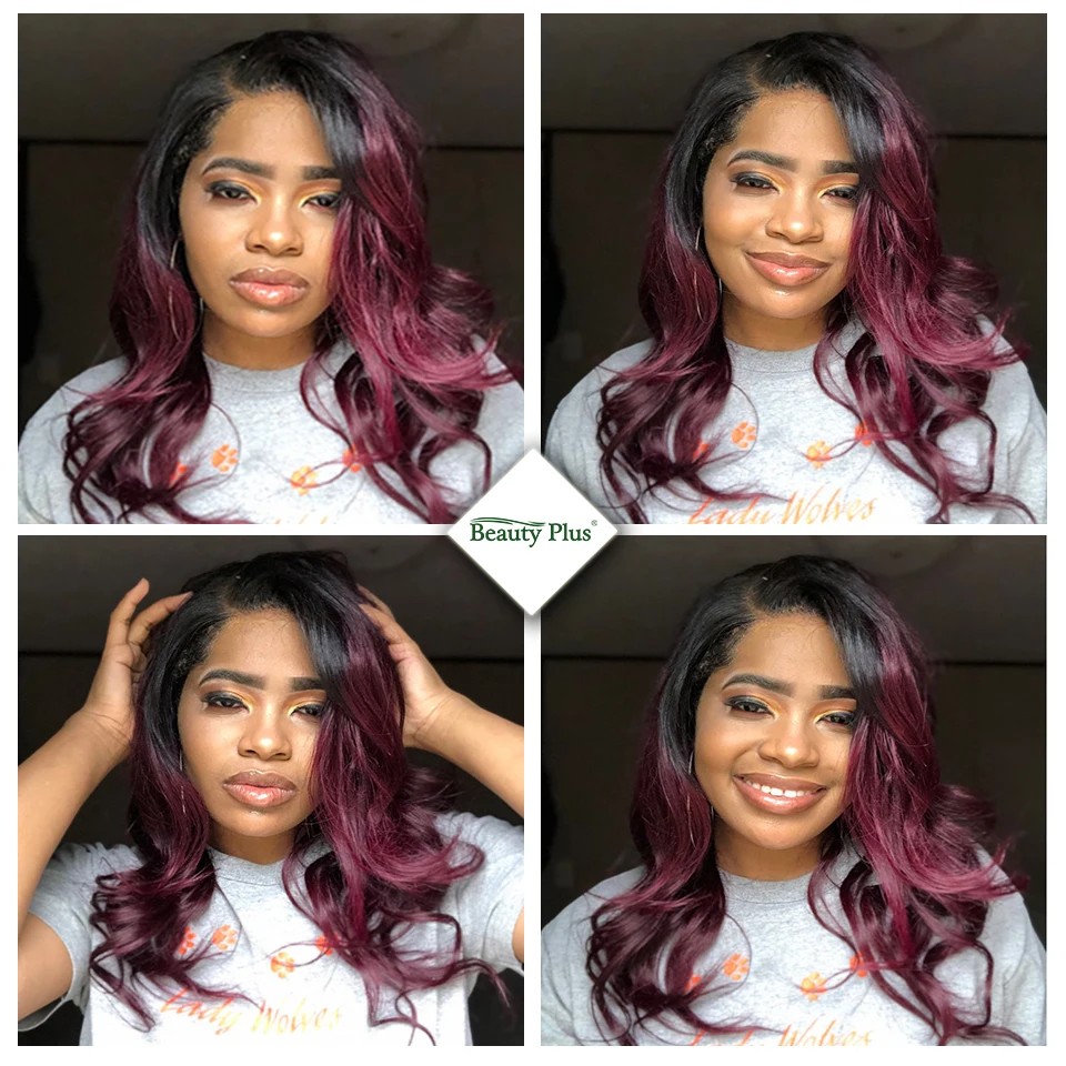 Ombre Bundles With Closure Peruvian Straight Human Hair Weave Beauty Plus Nonremy Blue Green Pink Blonde 2 Bundles With Closure