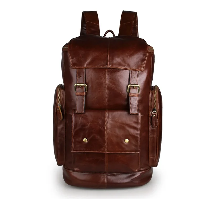 Nesitu Large Capacity Vintage Genuine Leather Men Women Backpacks Cowhide Men Travel Bags M7311