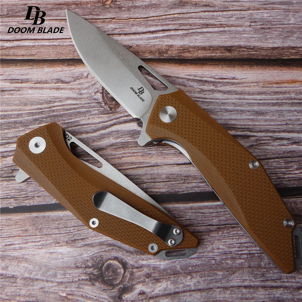 

7.9" 60-61HRC 100% D2 Blade Knives Pocket Folding Knives Outdoor EDC Knife G10 Handle New Tactical Hand Tool