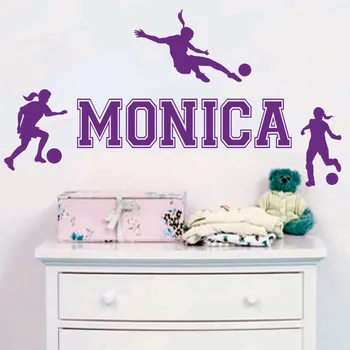 

Custom personalized name girl soccer sports wall stickers living room bedroom home decor wallpaper mural Y-6
