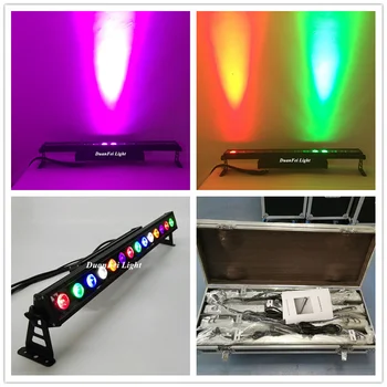 

(4pcs+Flightcase) Outdoor led wall wash rgbwa uv 6in1 led bar 14x18w led dmx wash led flood lamp long bar