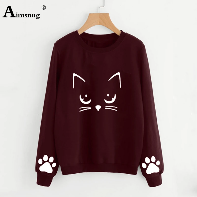 2019 Women Sweatshirts Ladies Causal Letter kitty Printed Hooded Sweatshirt Long Sleeve Pullover Tops Sudadera Mujer Pullover