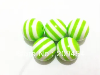 

Wholesael Chunky Beads ! 20mm-100pcs light Green striped resin beads for chunky necklace making