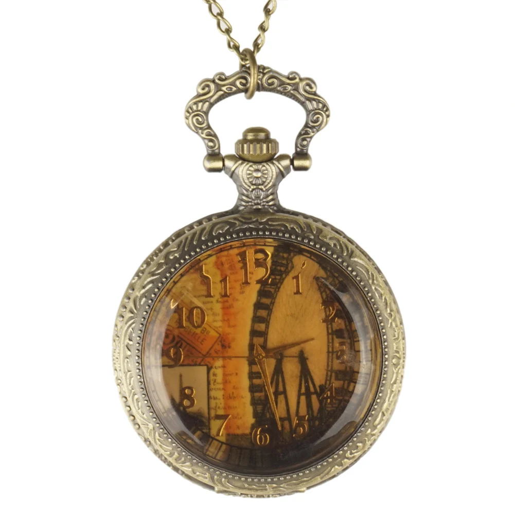 Tower of London Pocket Watches glass Howllow FOB Watches Men Women Gift