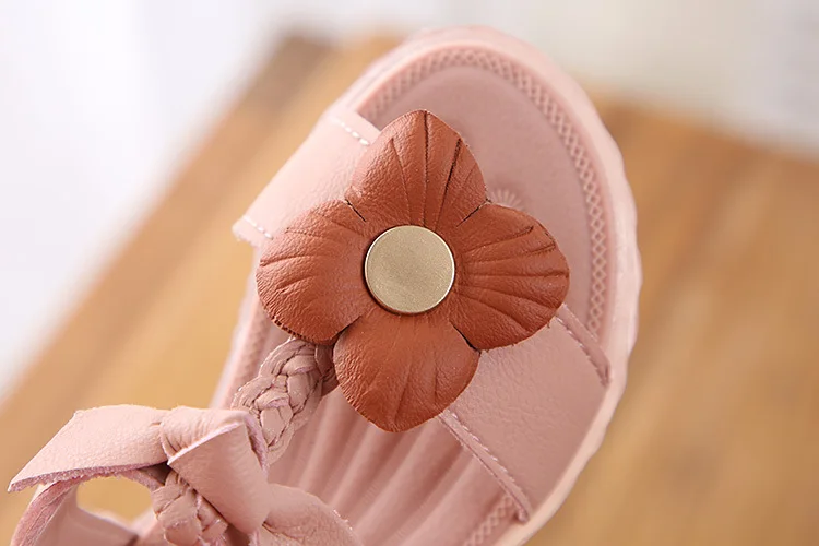 Сандалии для девочек 2019 новые летние девушки цветы туфли для принцесс на плоской подошве нескользящая Мягкая подошва; пляжная обувь