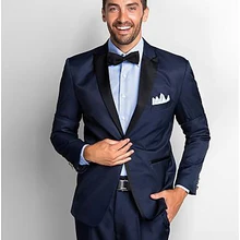 Темно-синий мужской костюм с острым отворотом на одной пуговице, деловой приталенный костюм, мужской блейзер, красивый(пиджак+ штаны+ галстук-бабочка