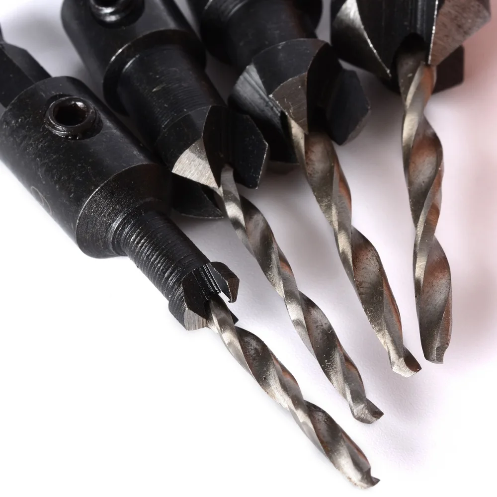 4pcs/set HSS Drill Bits Set Quick Change Hex Shank #6 #10 #13 #16 Countersink Drill Bit For Woodworking Tool