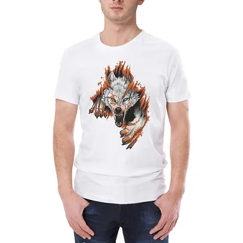 

2019 Mens Summer Tees Plus Size T Shirt Short Sleeve 3D Lion Wolf Tops O Neck New Fashion White T Shirts Hip Hop