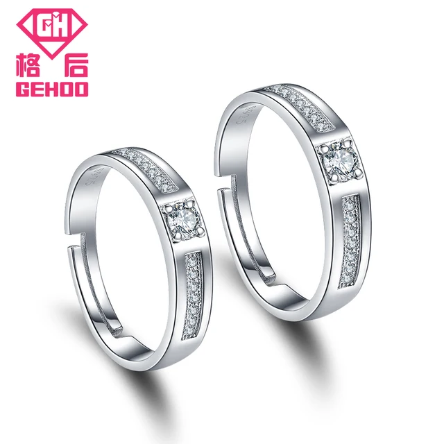 Gehoo Concise Cz Zircon Solid 925 Sterling Silver Engagement Wedding Gehoo Concise Cz Zircon Solid 925 Sterling Silver Engagement Wedding Rings Charm Ring Resizable Band For
