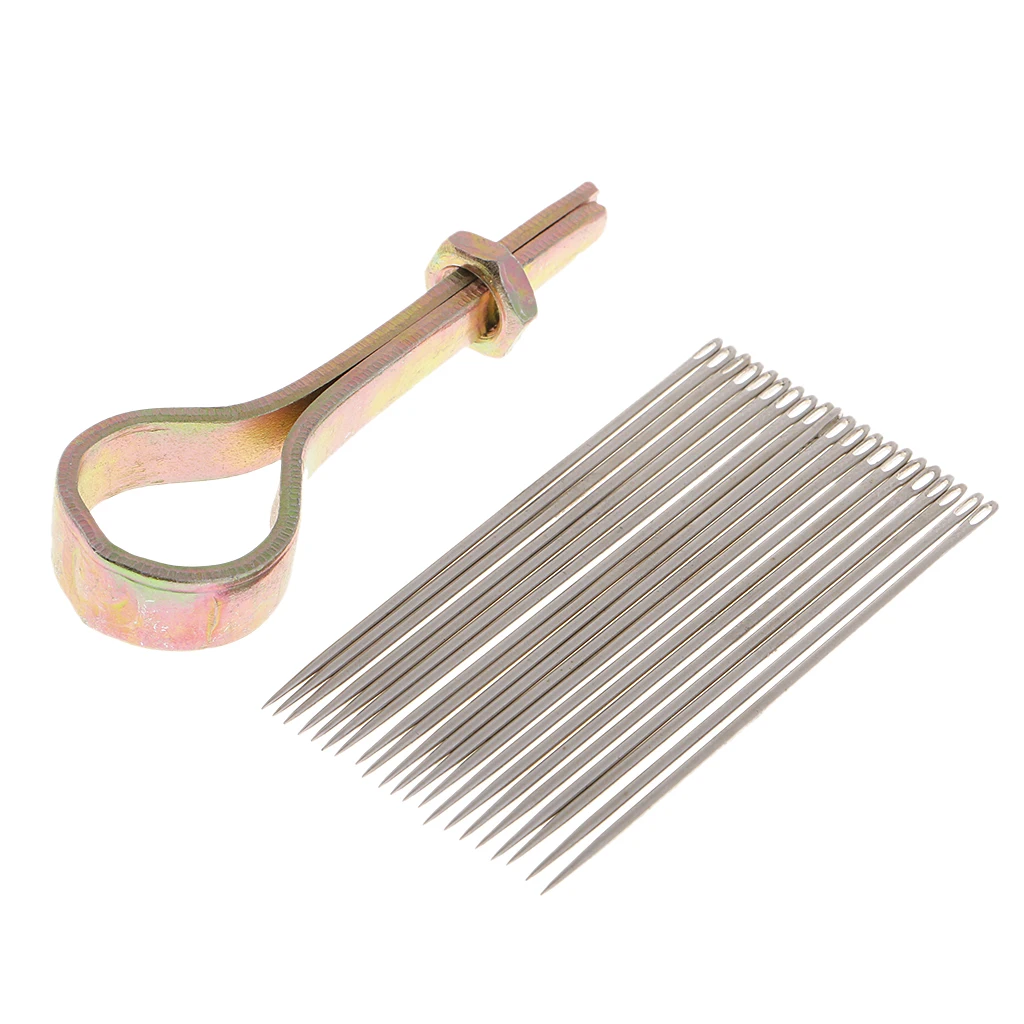 22 Needles with Metal Handle Sewing Awl Hand Stitcher Shoe Repairing Tools