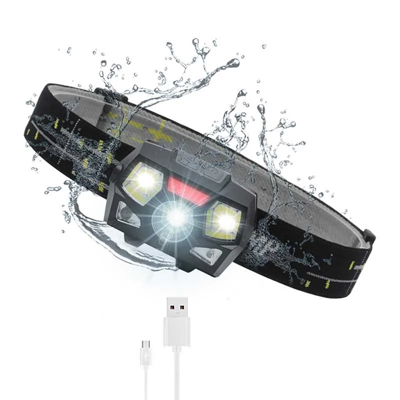 

XPE/COB Induction led Headlamp Waterproof USB Rechargeable Headlight Built in battery Camping Fishing lights Flashlight Torch