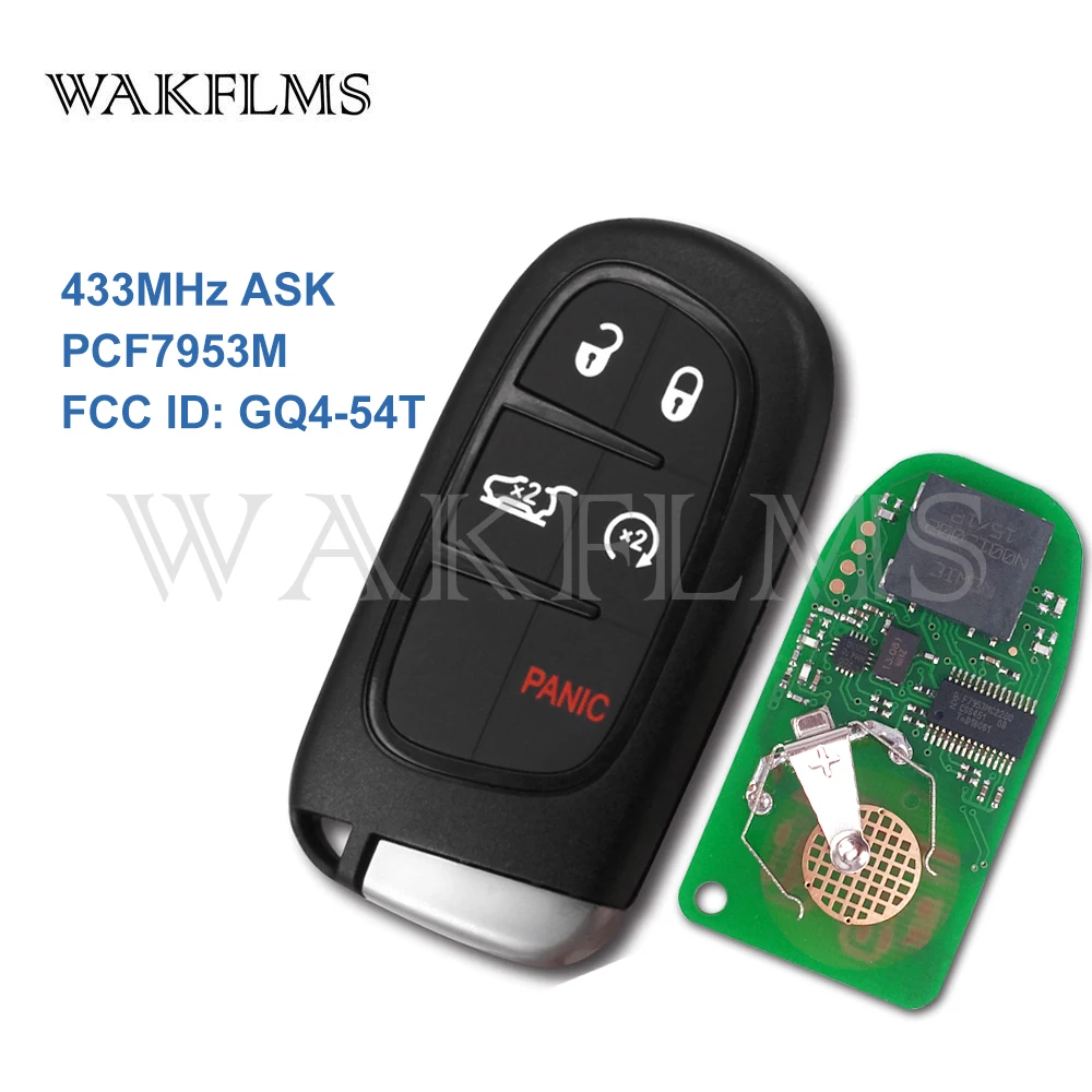 

5 Buttons 433MHz PCF7953M 4A CHIP Smart Proxy Remote Car Key For JEEP Cherokee 2014 2015 2016 2017 GQ4-54T No Mark