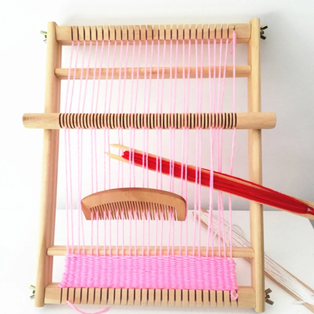 

Handcraft Weaving Loom Toy Educational DIY Easy Operate Traditional Children Assemble Wooden Frame Durable Knitting Machine Gift