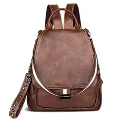 Модный женский рюкзак из мягкой восковой искусственной кожи, черный, коричневый, маленькая сумка на плечо с тоут