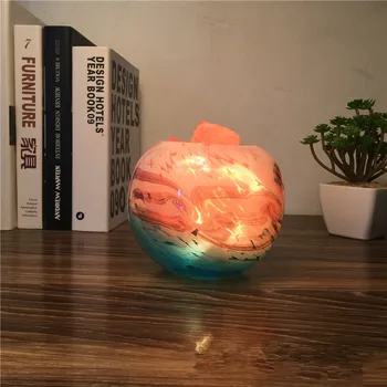 

Deep sea azure Himalayan salt lamp simple creative warm decorative table lamp adjustable night light bedroom bedside lamp