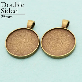 

500 pcs - 25mm Double Sided Pendant Tray, Antique Bronze 25mm Pendant Setting, 1 Inch Two Sided Pendant Blank Bezel