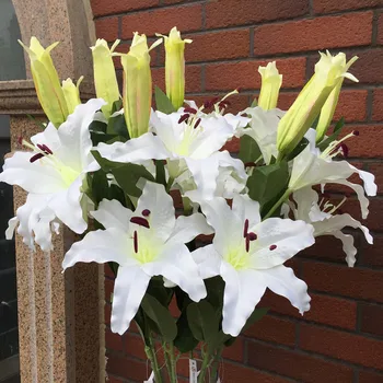 

Special offer room Lily simulation desktop decoration floral plastic flower bouquet wedding silk flower ornaments