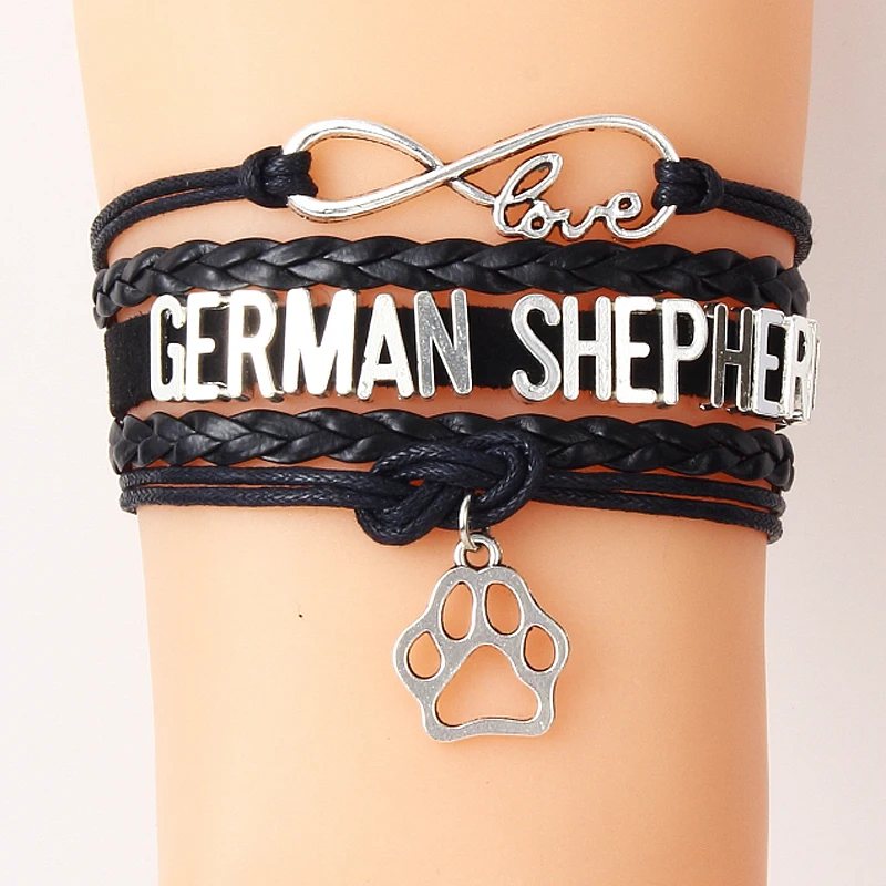 Бесконечная любовь ПЭТ браслеты «Собака» амулет лапа немецкий браслет пастуха& Браслеты плетеный браслет ручной работы ювелирные изделия Прямая