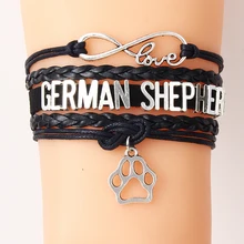 Бесконечная любовь ПЭТ браслеты «Собака» амулет лапа немецкий браслет пастуха& Браслеты плетеный браслет ручной работы ювелирные изделия Прямая