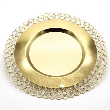 

Gold Dish Plate Metal Serving Tray Glasses Beaded Christmas Fruit Plate Decoration Kitchen Storage Tools Home Storage Supplies