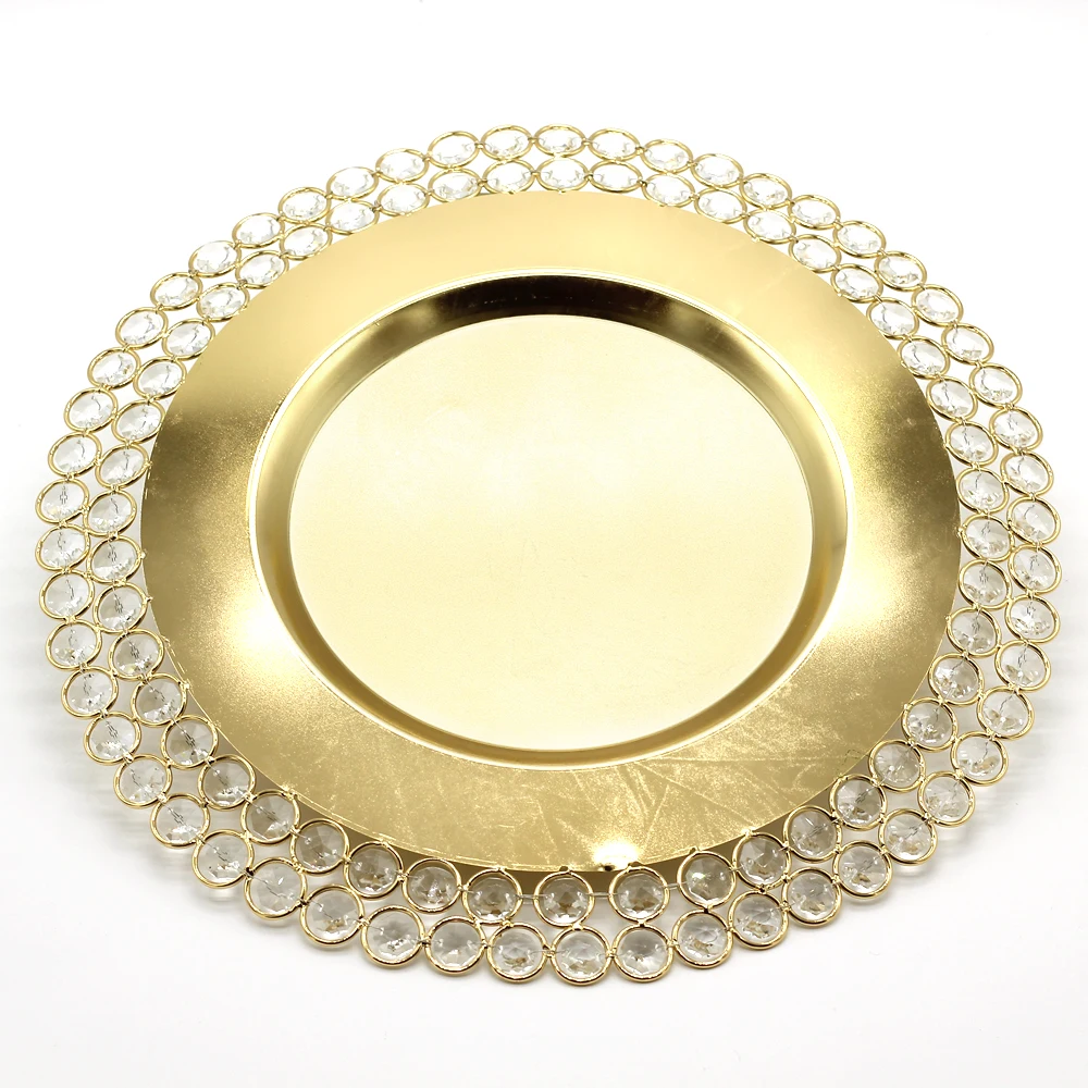 Buy Metal Golden Tray Round Dish Plate Serving Tray