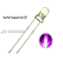 100 шт светодиодный 3 мм Розовая прозрачная круглая светоизлучающий светодиод Высокая Яркость светодиодное освещение лампа