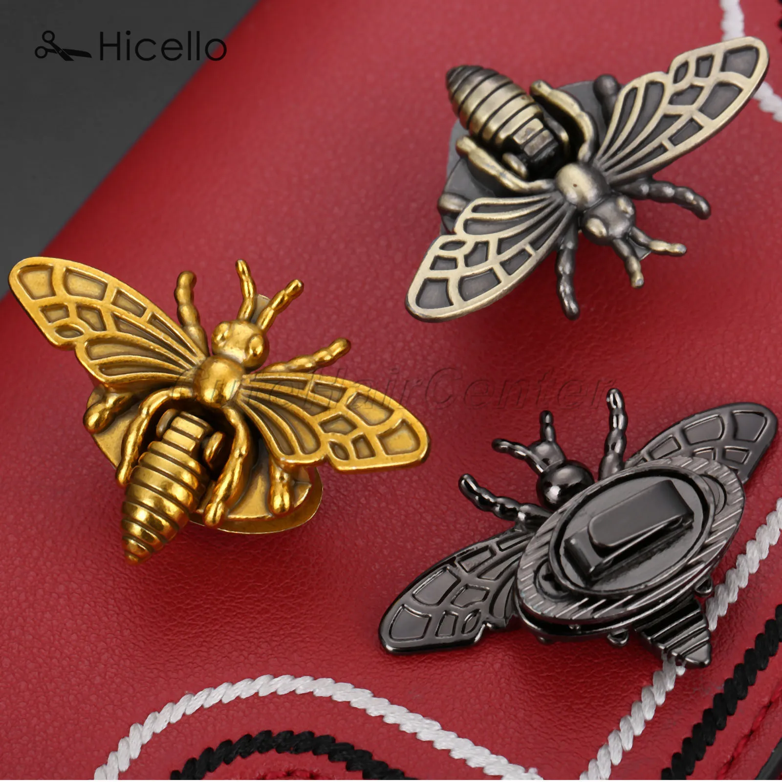 1 комплект сумка замок Металлические пчелы, насекомые DIY багаж кожаный кошелек ремесло золото Серебристая черная бронза украшение сумка на плечо Hicello